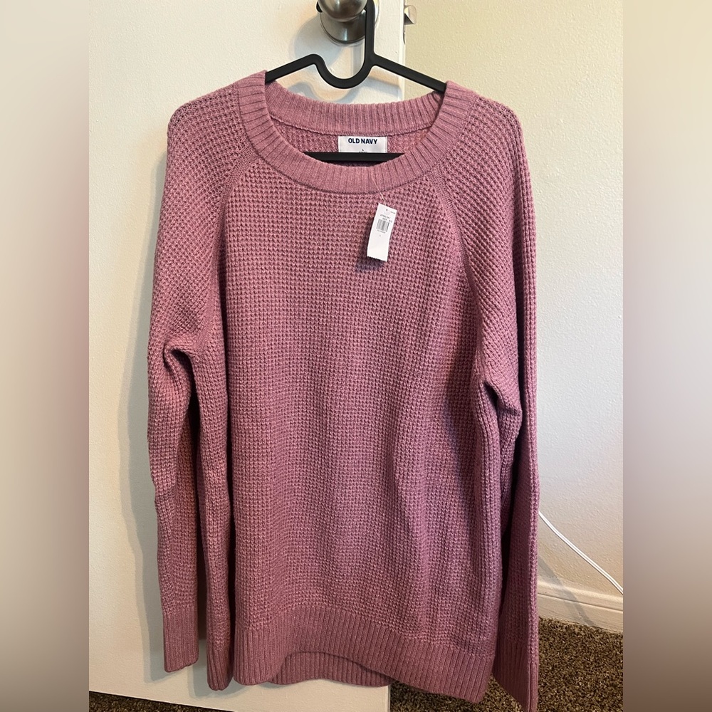 Old Navy Pink Crew Neck Sweater with Chunky Knit